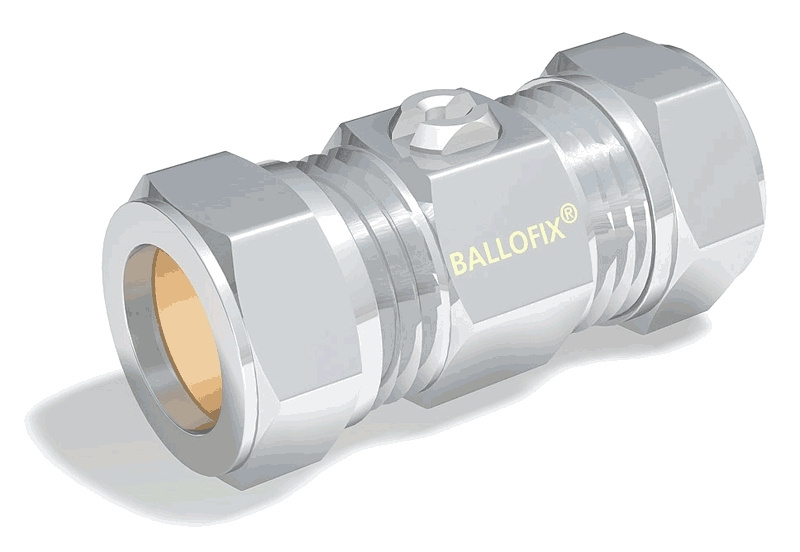 Broen, Ballofix 506 utan vred, Kulventil rak, kl�m x kl�m, 16x16