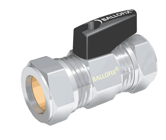 Broen, Ballofix 507 med vred, Kulventil rak, kl�m x kl�m, 8x8