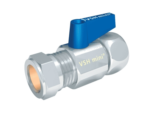 Broen, VSH Mini 1411 med vred, Kulventil rak, kl�m x inv�ndig g�nga, 15xR15