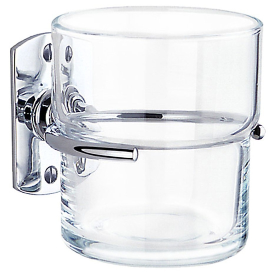 Beslagsboden, H�llare, med mugg f�r tandborste, f�rkromad, m�ssing