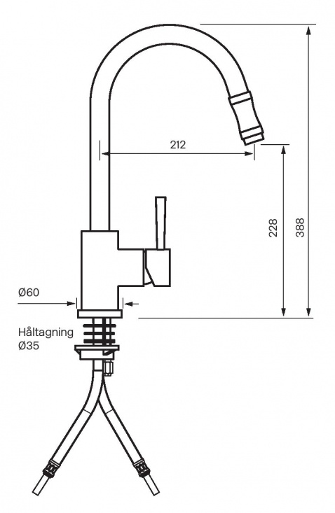 Tapwell EVO185 K�ksblandare Med Utdragbar Pip - Koppar