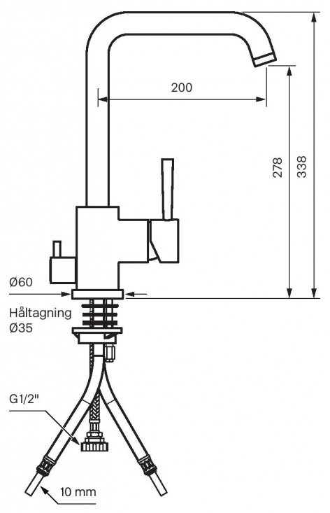 Tapwell EVO984 K�ksblandare Med Diskmaskinsavst�ngning - Koppar